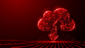 2D graphic of digital cloud made up by interconnected nodes